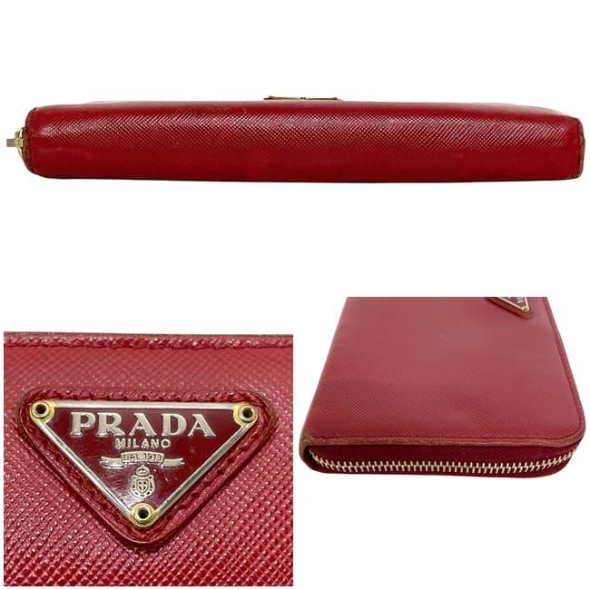 Prada Round Zipper Long Wallet Red 1m0506 Wallet Saffiano