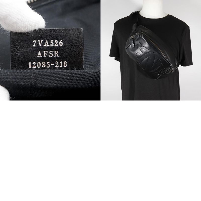 Fendi Fish Eye 2way Shoulder 7va526 Calf Black Unisex Body Bag