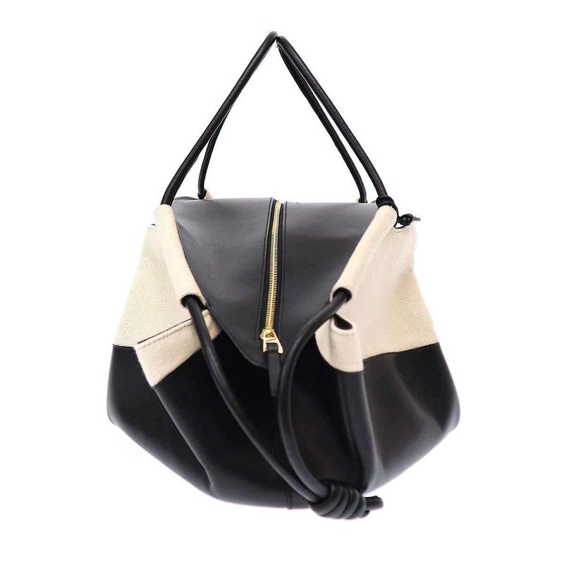 Loewe Paseo Bag XL Paseo Bag Shiny Napa Calf and Canvas Black White