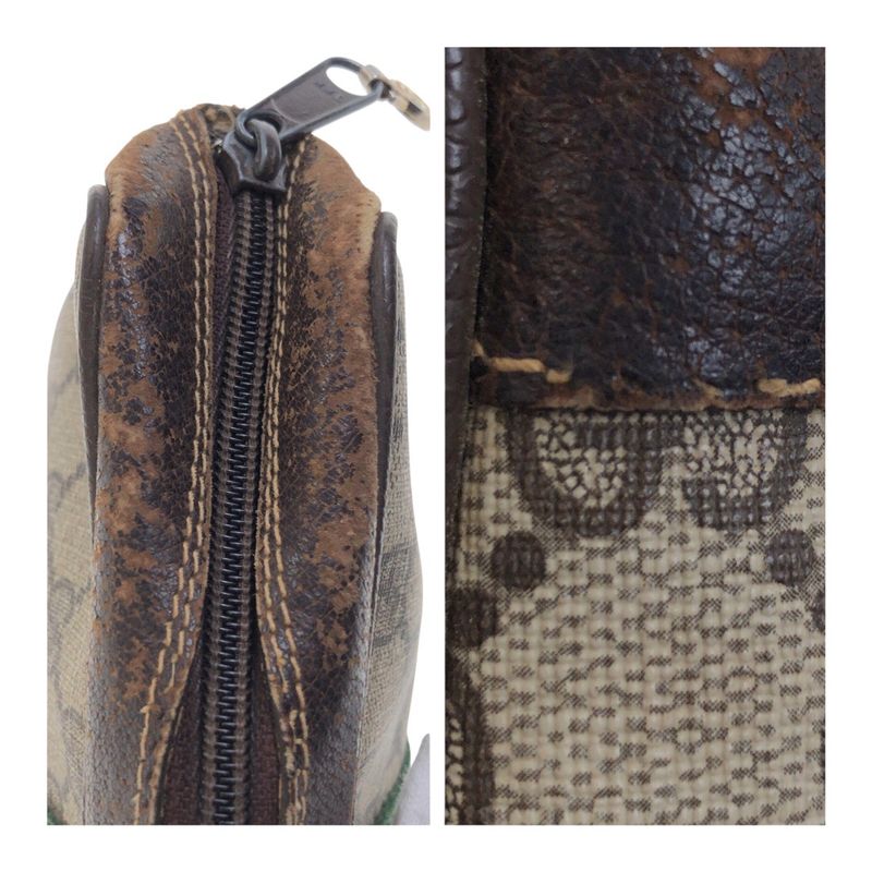 Gucci Vintage Sherry Line Old Gucci Beige Gold Hardware GG Supreme Canvas/leathe