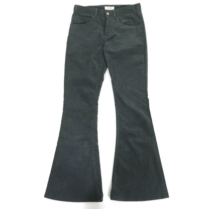 Celine 100% Cotton Corduroy Flared Pants Bottoms Dark Green 24 Made In Italy