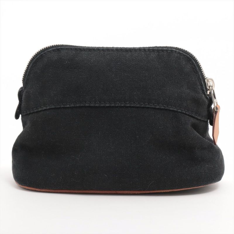 Hermes Bolide Pouch 15 Canvas Pouch Black Made In France