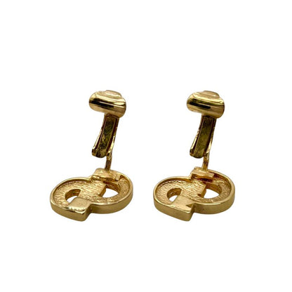 Christian DIOR Earrings Plated Metal Plated Metal Rhinestone CD Logo Gold