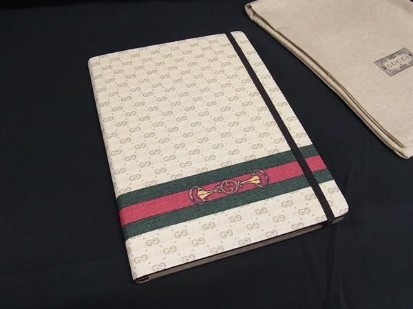 Gucci Sherry Line Micro GG Horsebit PVC Notebook Stationery Beige