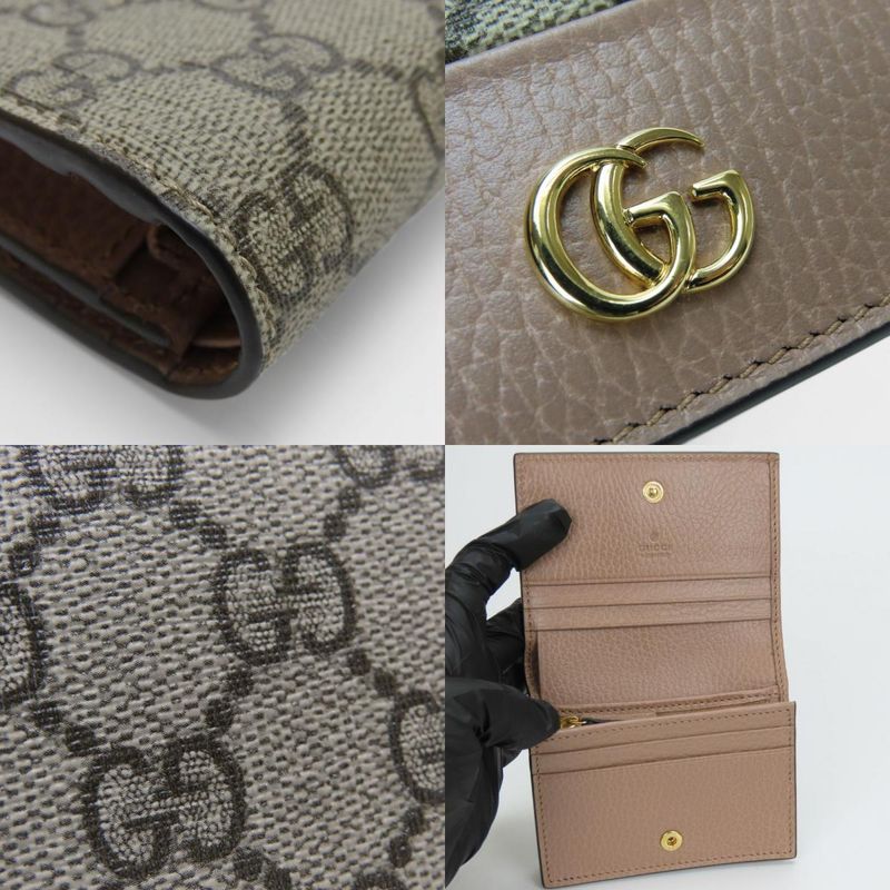 Polar Gucci Bifold Wallet 658610 GG Marmont GG Supreme Canvas Leather Dusting