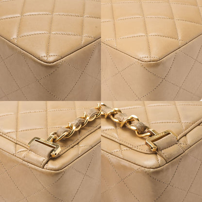 Chanel Shoulder Bag Backpack Bag Lambskin Matelasse Turnlock Beige With Gold