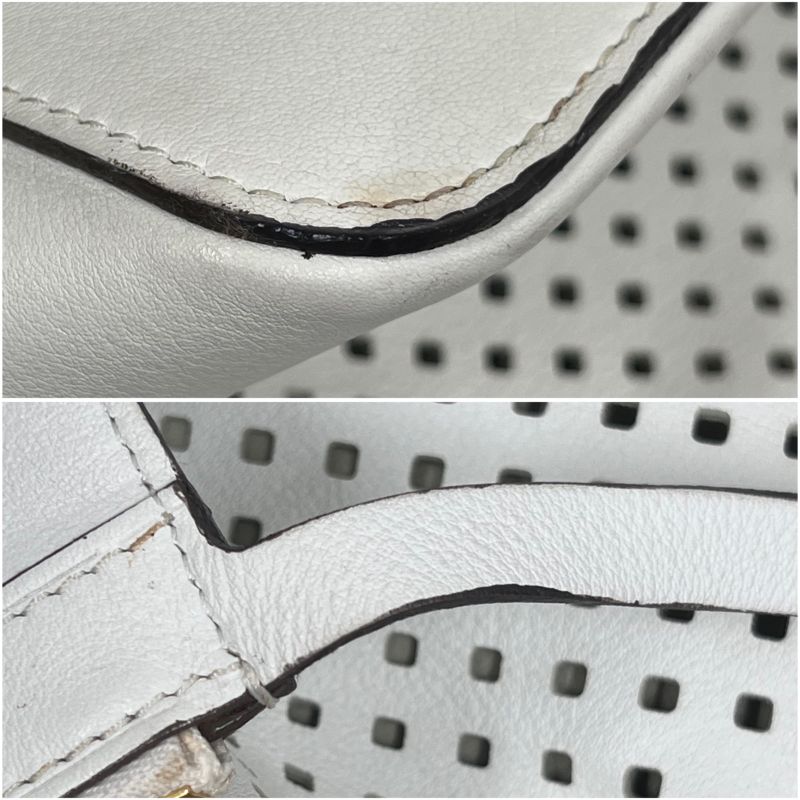 Louis Vuitton Noe Shoulder Bag Perforated Leather White 13ka919