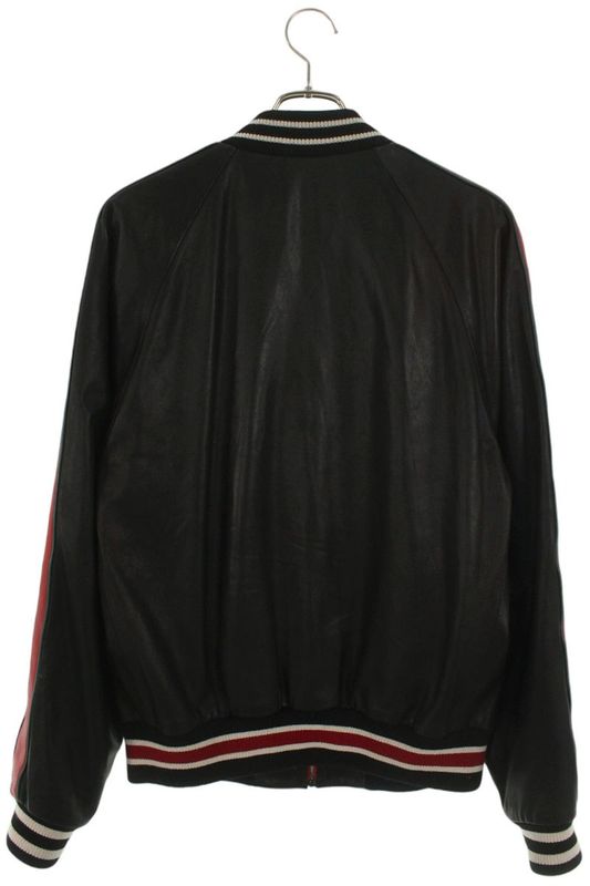 Gucci 523526 Xg649 Logo Patch Varsity Leather Jacket Men's 48