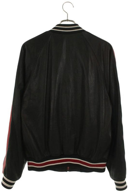 Gucci 523526 Xg649 Logo Patch Varsity Leather Jacket Men's 48