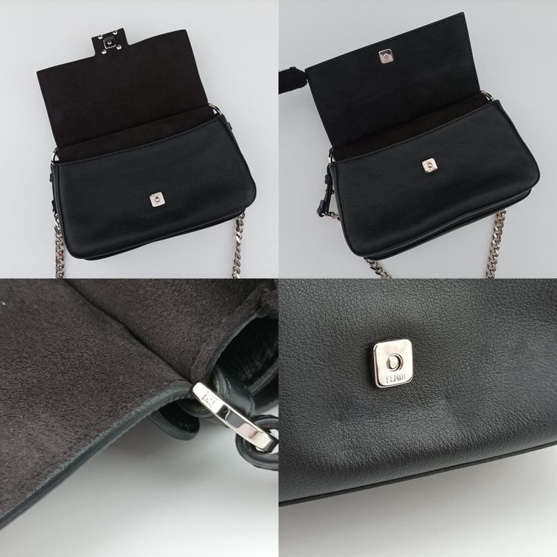 Fendi Micro Monster Double Baguette Black And Multicolor Leather 8m0371