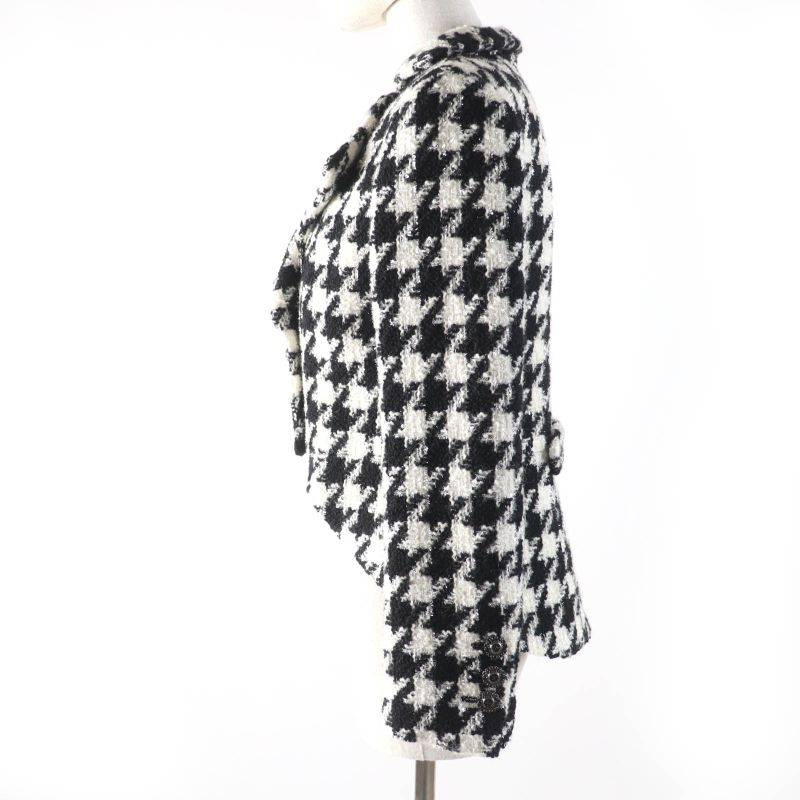 CHANEL P62358v47832 Wool Coco Mark Button Staggered Pattern Tweed Jacket Black