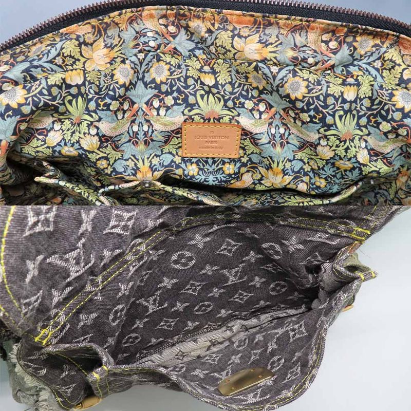 Louis Vuitton Bowery M95377 Monogram Denim Shoulder Tote Bag Gray