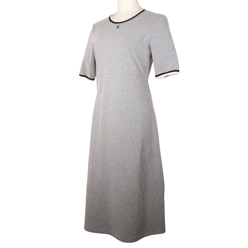 Chanel Coco Mark P11147v06479 Nylon X Polyurethane X Polyamide Gray Ladies Dress