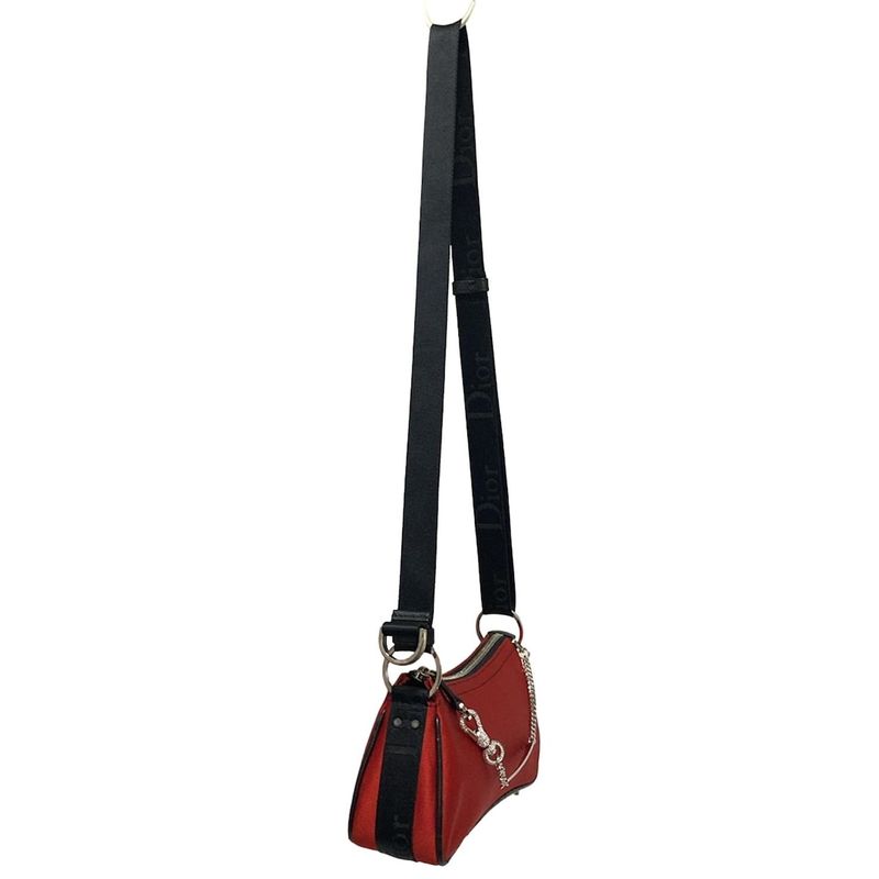 Dior/christian Dior Shoulder Bag - Red X Black X Silver Leather
