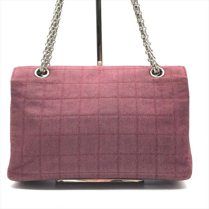 Chanel 2.55 Choco Bar Canvas Chain Shoulder Bag Gold