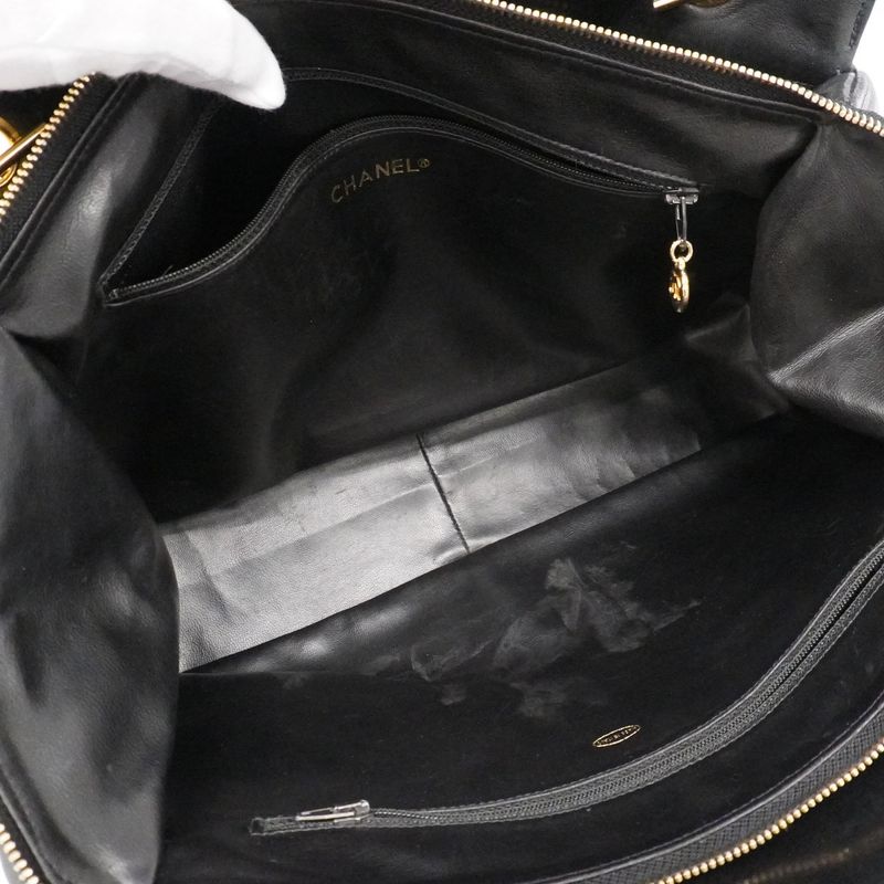 Chanel Shoulder Bag Matelasse Lambskin Black Gold Hardware Women