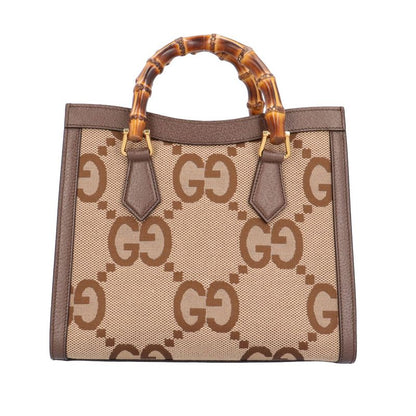 Gucci Jumbo GG Bamboo Mini Tote Diana Shoulder Bag Leather 660195 493075 Brown