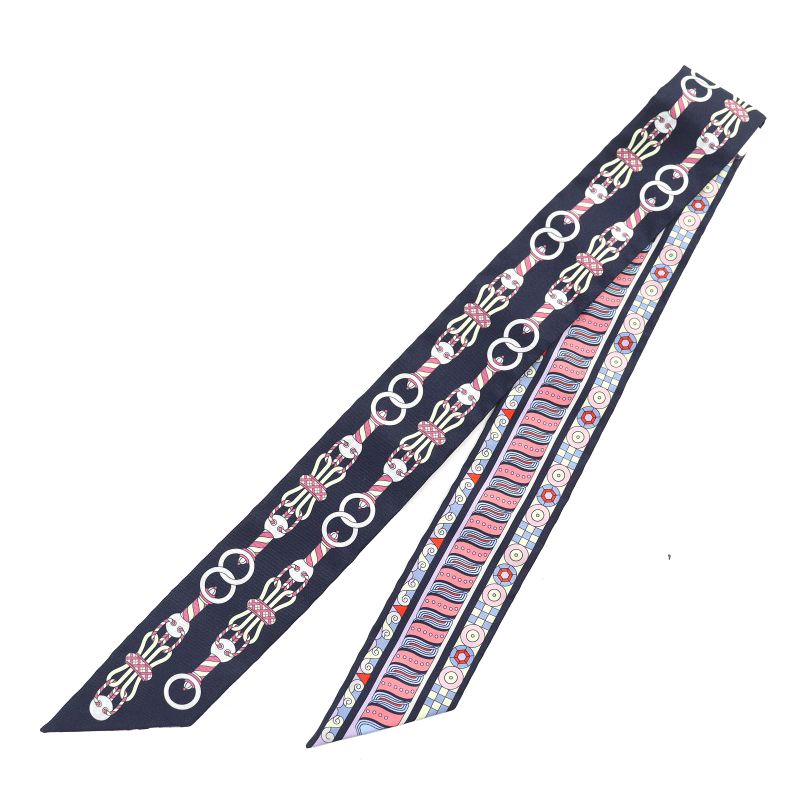 Hermes 063853s Harnais En Rosace Harness Rose Window 100% Silk Marine/rose/jaun