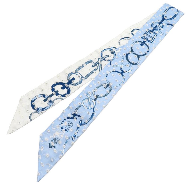 Hermes Twillie De L'ebookle Broderie Anglaise Silk Blue Scarf Blue 0195 Hermes