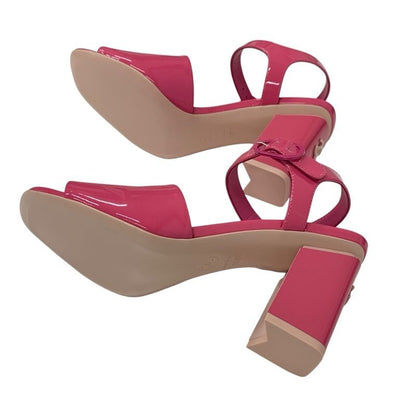 Chanel Sandals Shoes Patent Pink Unused Here Mark Strap
