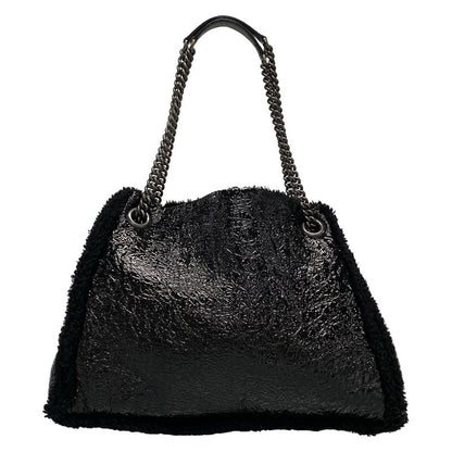 Gucci Tote Bag Soho Interlocking G 308982 Black Chain Shoulder Leather  Mouton