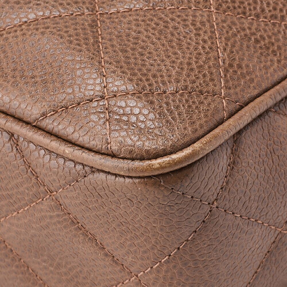 Chanel Chain Shoulder Matelasse Caviar Skin Brown Coco Mark Ball Charm Turnlock