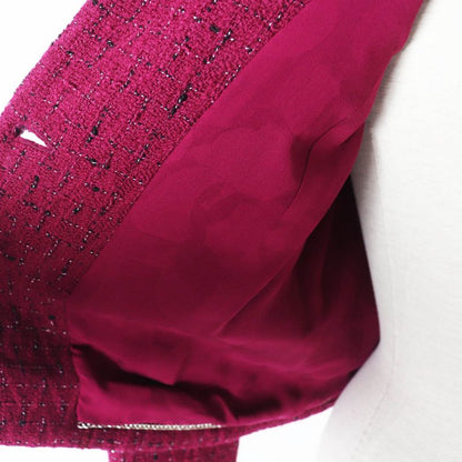 CHANEL 22AW 22A P73183 Collarless Tweed Jacket With Coco Mark Buttons Burgundy