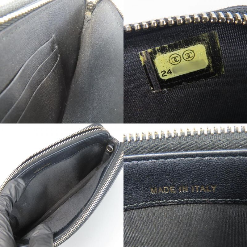 Chanel Shoulder Bag Chain Wallet Lamb Skin Black Gold Hardware Pochette