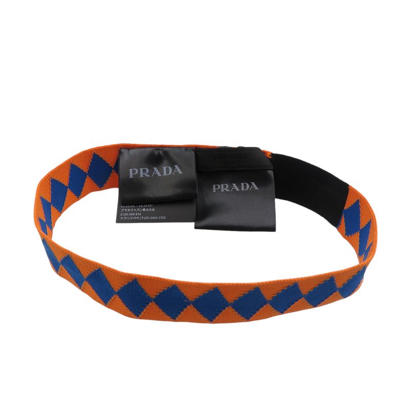 Prada Cotton Orange Blue Multicolor 2-piece Hair Turban Set 0802 Prada
