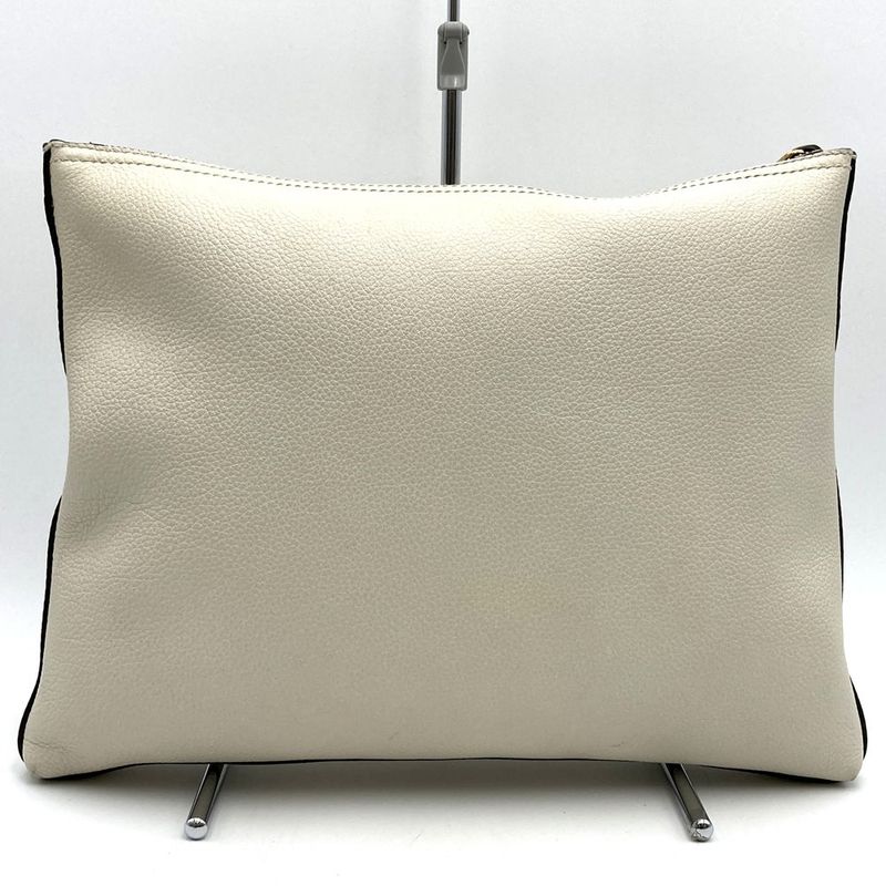Gucci 500981 Portfolio Clutch Bag White Leather Women Men