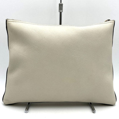 Gucci 500981 Portfolio Clutch Bag White Leather Women Men