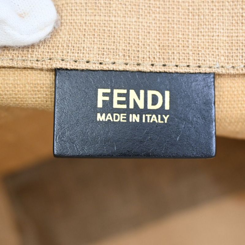 Fendi Tote Bag Logo Canvas Leather 68ka638