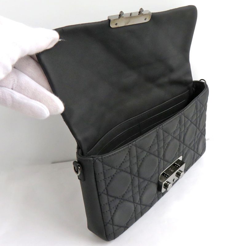 Dior Chain Bag Black Silver Hardware New Rock Canaju Leather Black