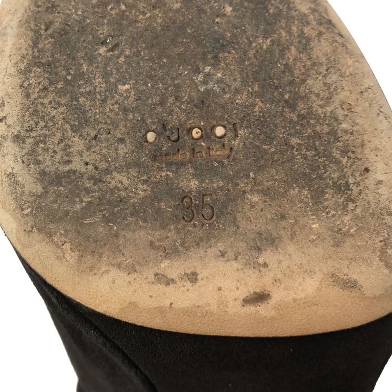 Gucci Studded Design Suede Booties Brown 35 208394