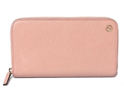 Unused Gucci Long Wallet Petite Marmont Leather Light Pink 449347
