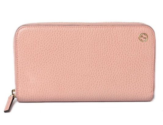 Unused Gucci Long Wallet Petite Marmont Leather Light Pink 449347