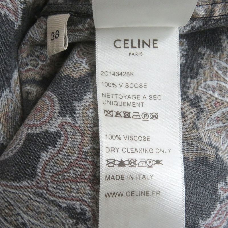 Celine 20AW 2c143428k Paisley Allover Long Sleeve Long Sleeve Shirt Black 38