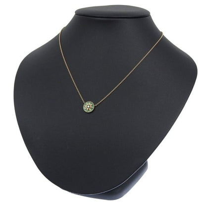 Christian DIOR Rose De Vents Medallion Diamond Malachite Necklace 18K Yellow