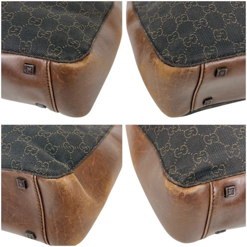 Gucci GG Canvas Leather Mini Tote Handbag With Pouch Brown