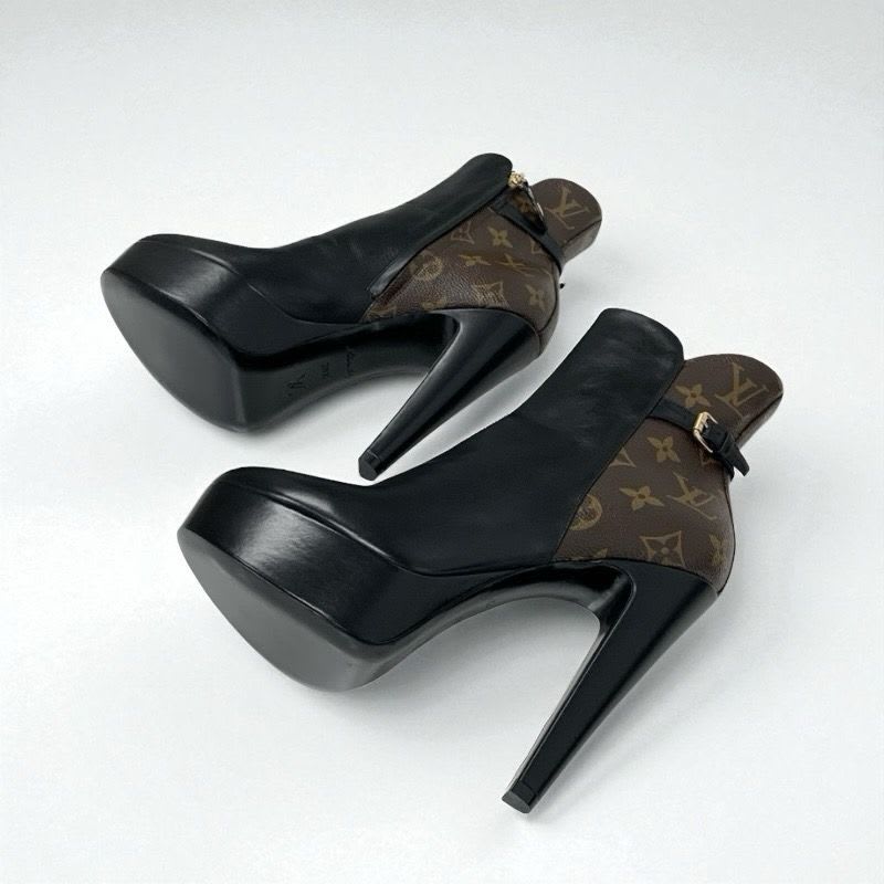 Louis Vuitton Afterglow Line Monogram Boots Short Shoes Leather Black