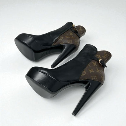 Louis Vuitton Afterglow Line Monogram Boots Short Shoes Leather Black