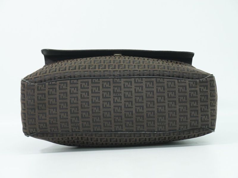 Authentic Fendi Zucchino Handbag Canvas Brown 16533 Zucchino Bag Pre-owned