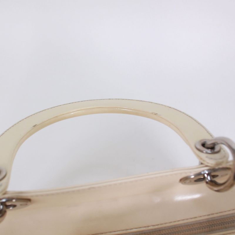 Christian Dior Enamel White Handbag Silver