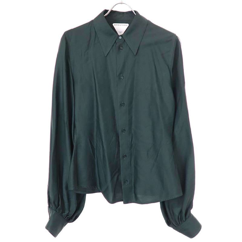 Bottega Veneta Silk-Blend Flared Sleeveless Viscose Shirt 708324 V21j0 Green 36