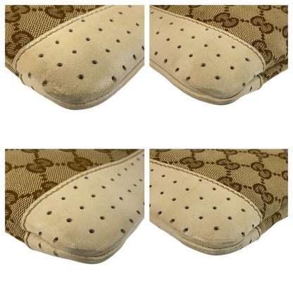 Gucci Beige White Silver Hardware GG Canvas/leather 147671 Shoulder Bag