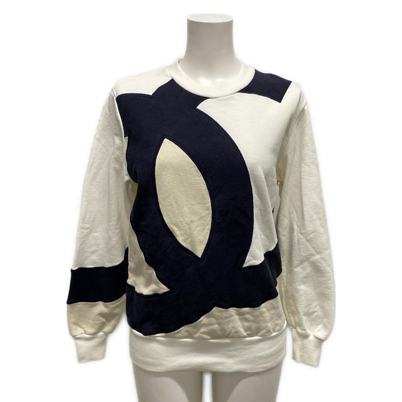 Chanel Trainers Size 34 S Women's P58239 White X Dark Navy X Beige Coco Mark /