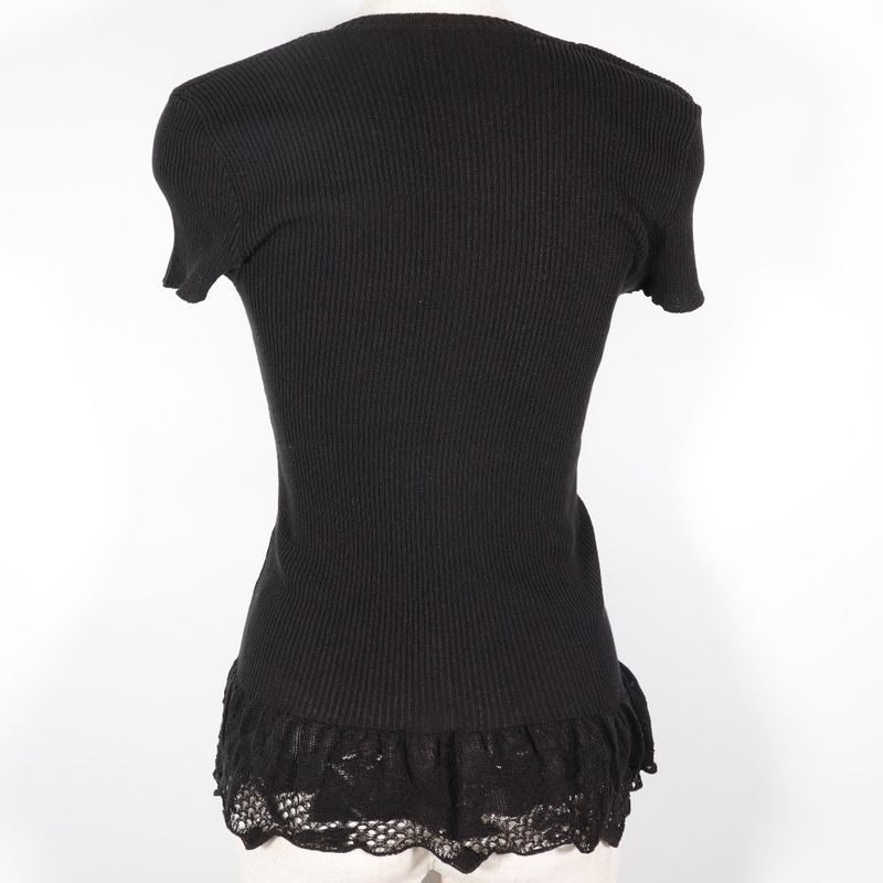 Chanel Short Sleeve Coco Mark Summer Knit P28461k00111 06P Cotton And Nylon