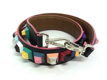 Fendi Strap You Leather Studded Shoulder Strap For Bag Shoulder Black Bl6060