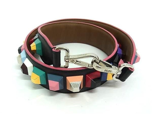 Fendi Strap You Leather Studded Shoulder Strap For Bag Shoulder Black Bl6060