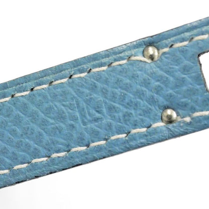 Hermes Kelly Wallet Compact Tri-fold Wallet Blue Jean Silver Hardware